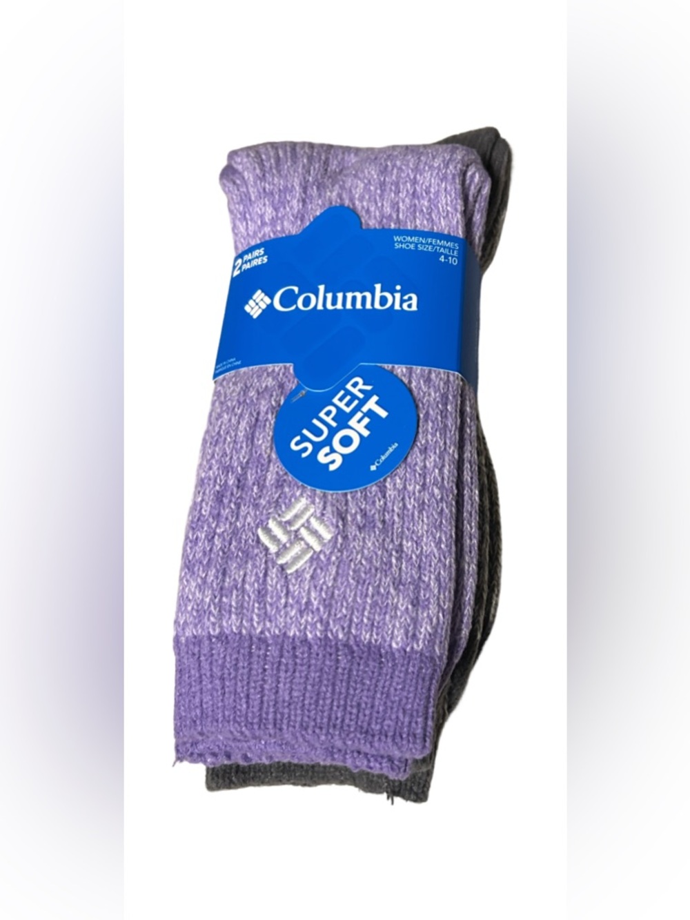 Columbia Women's Lavender and Gray Super Soft Crew Socks - 2 Pack